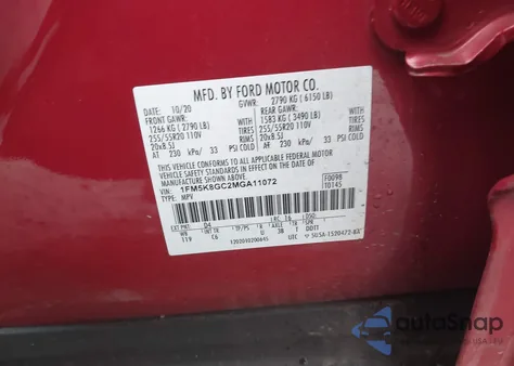 2021 Ford Explorer St z USA, uszkodzony, nr VIN 1FM5K8GC2MGA11072